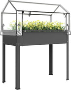outsunny raised garden bed with flip-up cover, 39.4"x18.9"x48.8", main product view