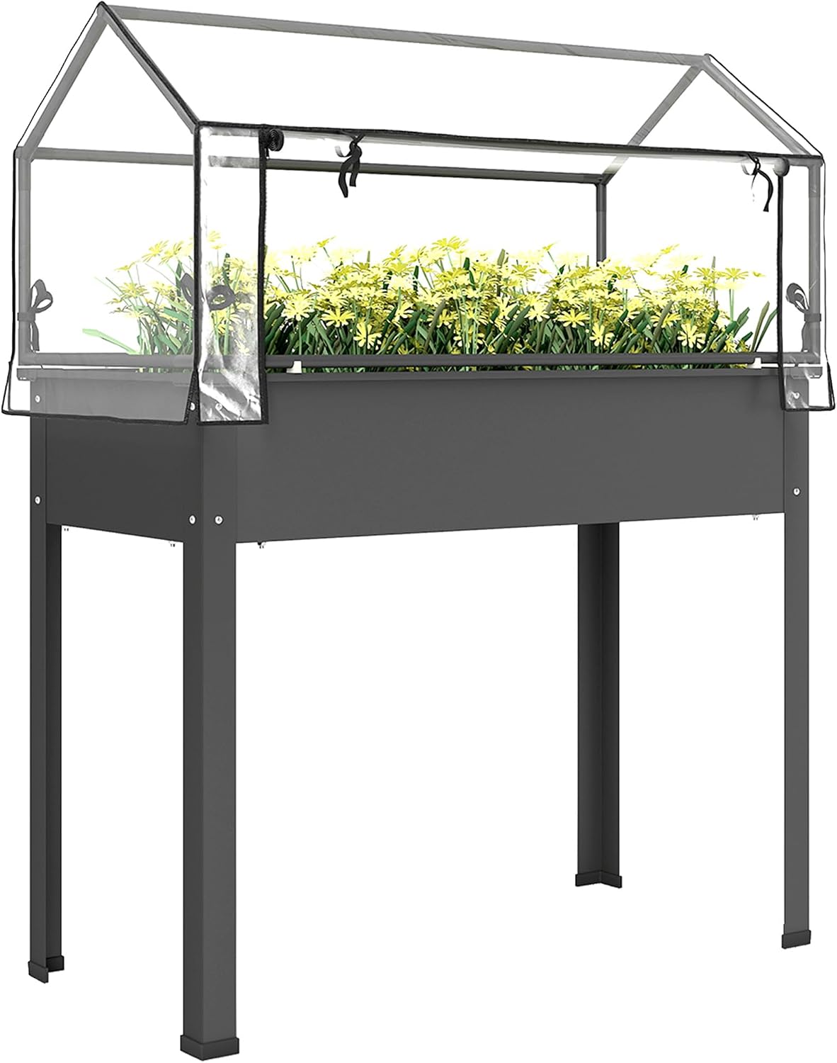 outsunny raised garden bed with flip-up cover, 39.4"x18.9"x48.8", main product view