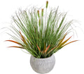 alphaacc 16.5" fake grass in gray stripe pot, main product view