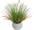 alphaacc 16.5" fake grass in gray stripe pot, main product view
