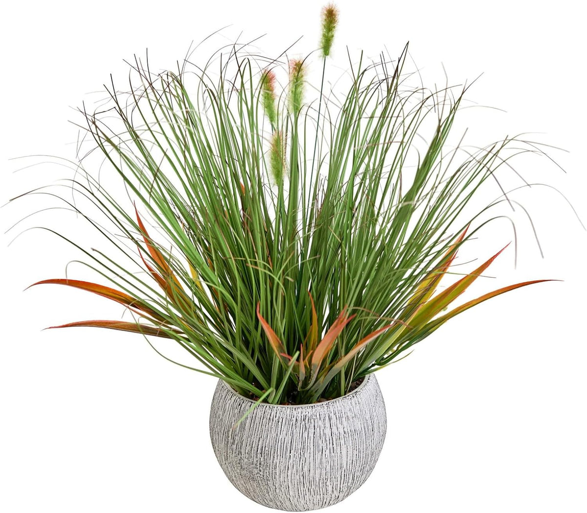 alphaacc 16.5" fake grass in gray stripe pot, main product view