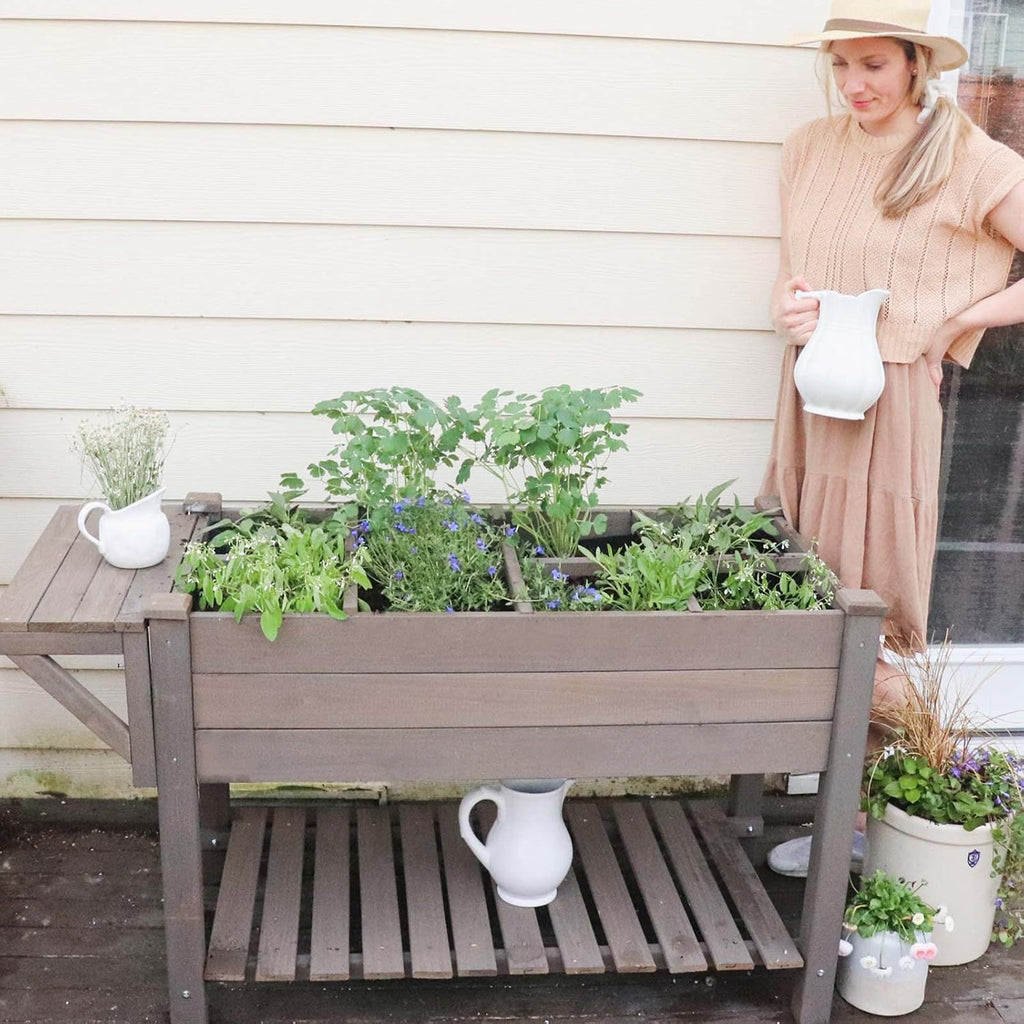aivituvin 52.7x22x30in raised garden bed, elevated wood planter showing dimensions
