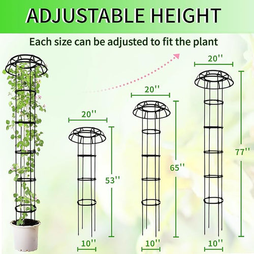 2-Pack 77-Inch Garden Trellis for Climbing Plants,Heavy-Duty Metal Obelisk with Mushroom Top,Stable Support for Potted Clematis,Tomato,Cucumber,Rose,Pea & Vine
