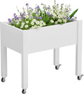 elevated raised garden bed with wheels,planter box,ashen-26.3" h, main product view