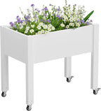 elevated raised garden bed with wheels,planter box,ashen-26.3" h, main product view