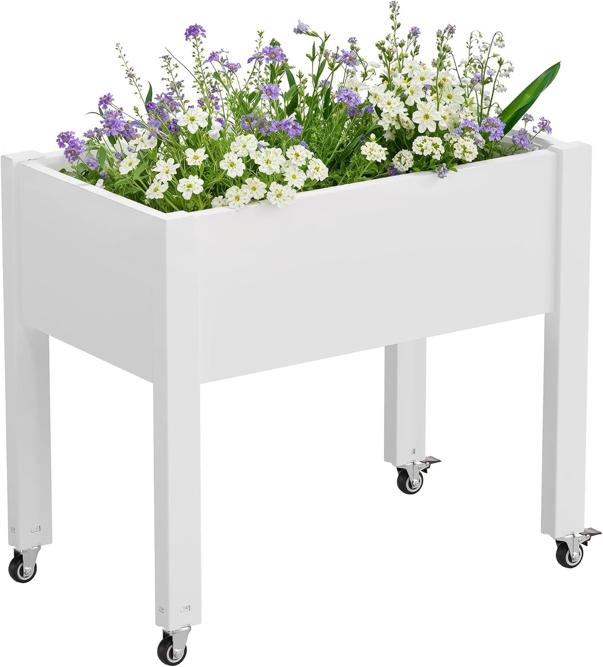 elevated raised garden bed with wheels,planter box,ashen-26.3" h, main product view