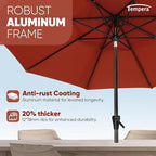 Tempera Patio Market Outdoor Table Umbrella with Auto Tilt and Crank, Large Sun Umbrella with Sturdy Pole & Fade Resistant Canopy, Easy to Set