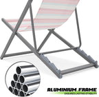 Magshion Folding Beach Sling Chairs Set of 2, 4 Level Adjustable Reclining Design, Lightweight Aluminum Frame, Portable Outdoor Chair for Backyard, Poolside and Camping, Support to 250 lbs, Stripes