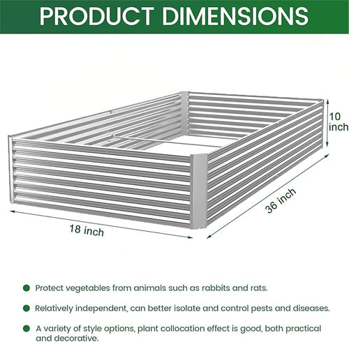 3 Pack Corrugated Galvanized Steel Raised Garden Bed Outdoor, Metal Above Ground Garden Bed for Vegetables and Flowers, Rectangle Raised Beds for Gardening-36x18 inch