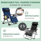 Oversized Zero Gravity Chair with Storage Bag,29" XL Lounge Chair with Thickened Cushion & Headrest, Patio Lawn Chair with Footrest & Cup Holder for Indoor & Outdoor, Supports 450LBS, Blue