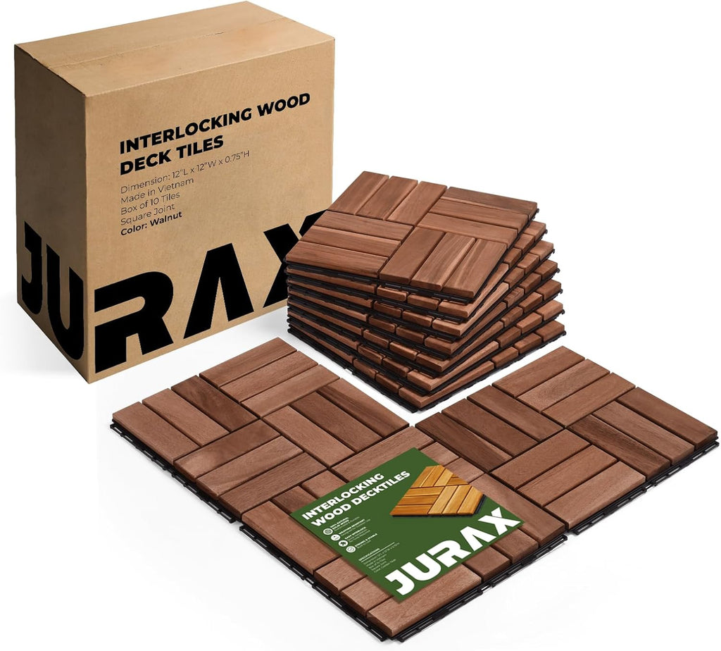 jurax interlocking wood deck tiles, 10pcs patio flooring, main product view