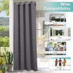 NICETOWN Outdoor Curtains for Patio W100 x L95 inch 2 Pieces, Sun Blocking Screen Shades 100% Privacy for Porch, Pergola, Lanai, Outside Deck, Weatherproof Blinds for All Season, Grey