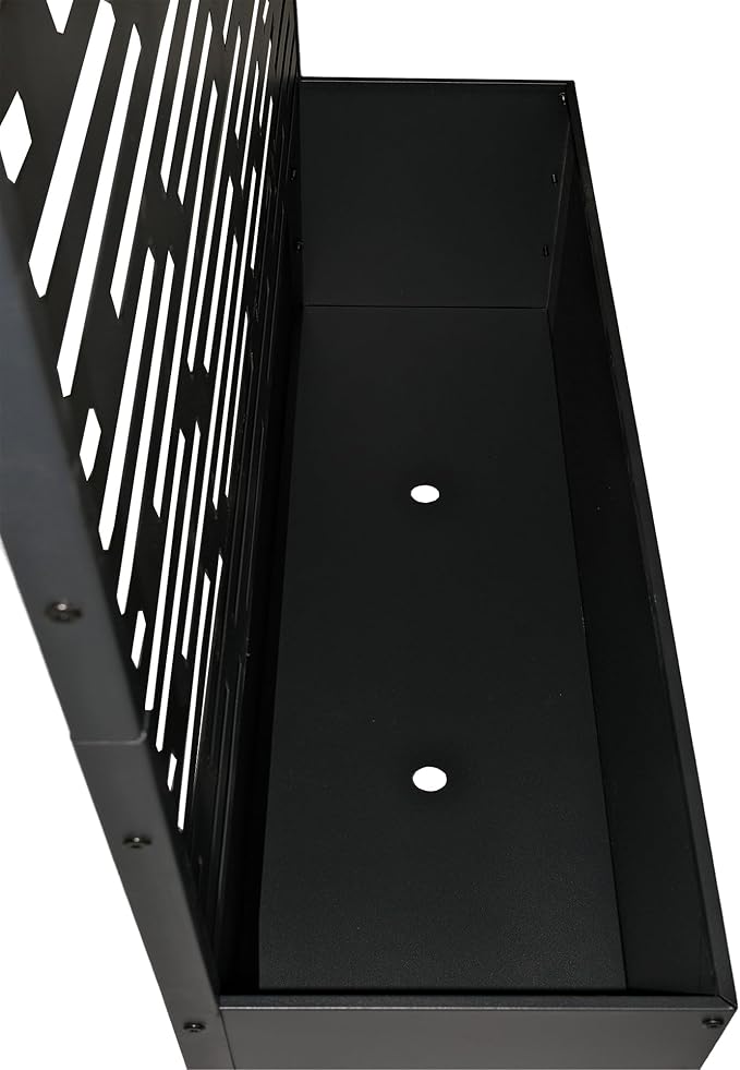Oakland Living 6 ft. X 4 ft. Black Freestanding Metal Privacy Screen Room Divider with Flower Box