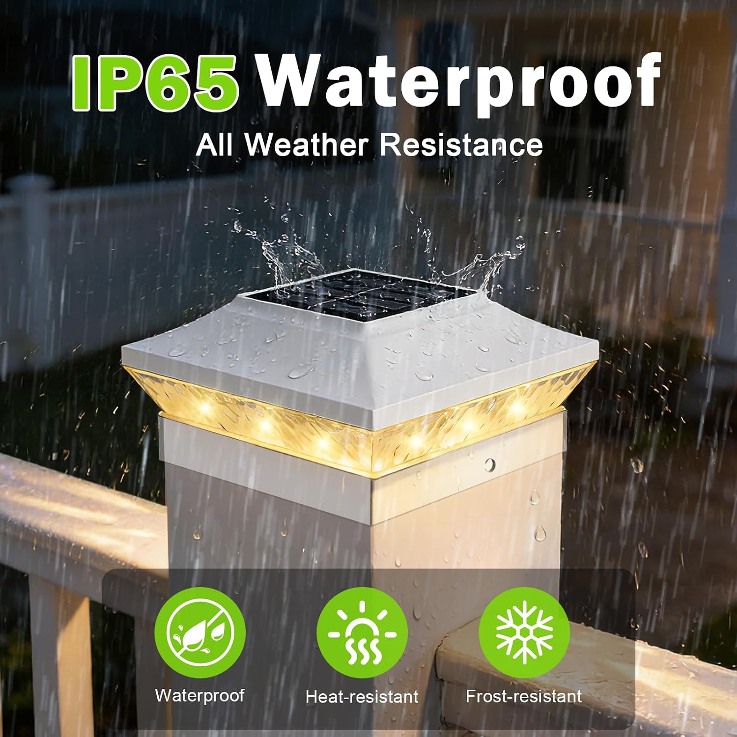 4x4 3.5x3.5 Solar Post Cap Lights 12-Pack White | 16LEDs, 2 Modes (Warm/Cool White), for Wooden/Vinyl Posts, IP65 Waterproof, Outdoor, for Fence, Deck, Patio, Yard, Porch