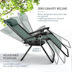 Nestl Zero Gravity Chairs Set of 4, Patio Lounge Chair Outdoor with Pillows & Cup Holder Trays, Adjustable Steel Mesh Reclining Camping Chair, Folding Patio Lawn Chair for Deck, Beach - Forest Green