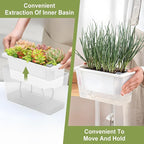 Window Box Planter, 2 Pack 10 Inch Plastic Self Watering Pots for Indoor Plants, Rectangular Flower Pots with Reservoir for Outdoor Indoor Plants Garden Home Decor - White