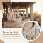 Hanging Basket Egg Cushion, Round Seat Thick Back Pillow, Courtyard Swing Cushion(Coffee)