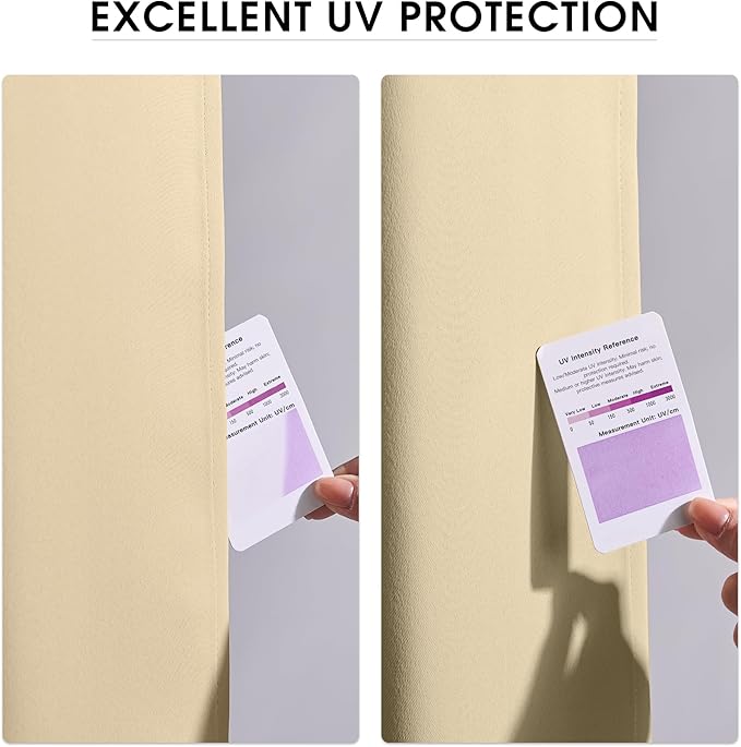 NICETOWN Fade Resistant Outdoor Curtains for Patio Waterproof, Lightfastness Grade 4 Longlasting Outside Drapes for Porch, Gazebo, Sun Blocking Blackout Shades 2 Panels, Biscotti Beige, W52 x L84 in