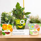 GUGUGO 8 Inch Large Flower Face Planters, Abstract Unique Head Plant Pot with Drainage, Rainbow Colorful Cute Flower Plant Pots for Indoor Plants, Funny Gardening Pot Gift Home Décor, Blue&Pink