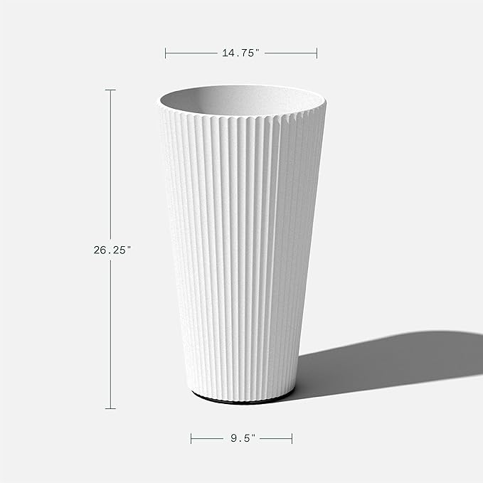 Veradek Demi Series Tall Planter for Porch, Patio, Backyard | Durable Plastic-Stone Composite Material | Modern Décor for Tall Plants, Grasses