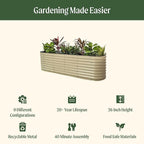 Vego garden 26" Extra Tall Raised Garden Bed Kits, 9 in 1 Modular Raised Planter Box for Vegetables Flowers Fruits Oval Metal Raised Garden Pearl White