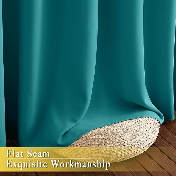 NICETOWN Sliding Glass Door Curtains for Window, Grommet Wide Thermal Curtain Sound Dampening Window Drape for Living Room/Bedroom (Peacock Teal, W80 x L84, 1 Panel)