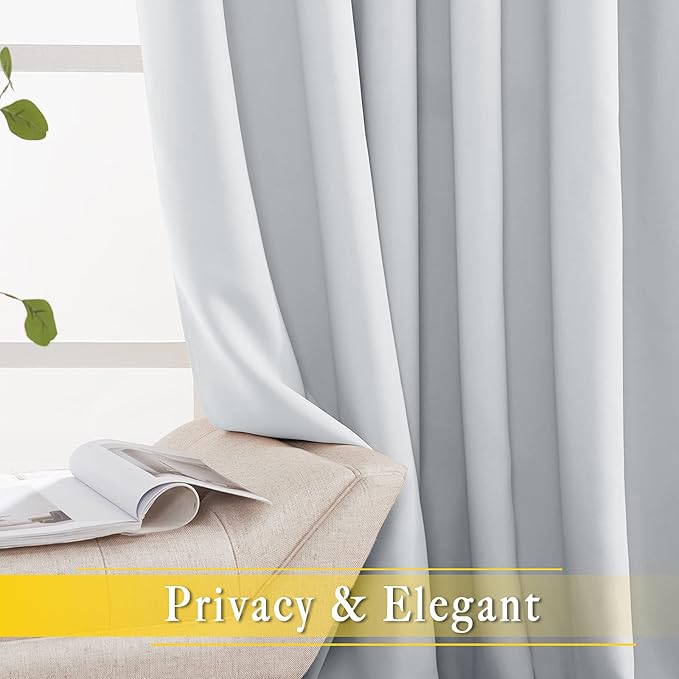 NICETOWN Patio Door Curtain Room Darkening Drapes, Grommet Top Light Blocking Room Divider Curtain Panel for Bedroom/Living Room (Greyish White, W80 x L95, 1 Panel)