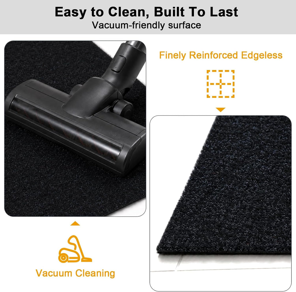 Runner Rug 2' x 8' Outdoor/Indoor, Rug with Natural Rubber Backing Non Slip for Hallway, Kitchen, Patio, Laundry, RV, Entryway, Garage, Bathroom, Area Rug Carpet, Black, Custom Size | Floor Mat with Rubber Backing for Kitchen, Laundry Room, Bathroom