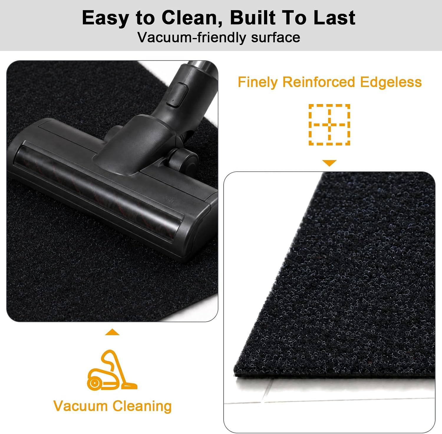 Runner Rug 2' x 8' Outdoor/Indoor, Rug with Natural Rubber Backing Non Slip for Hallway, Kitchen, Patio, Laundry, RV, Entryway, Garage, Bathroom, Area Rug Carpet, Black, Custom Size | Floor Mat with Rubber Backing for Kitchen, Laundry Room, Bathroom