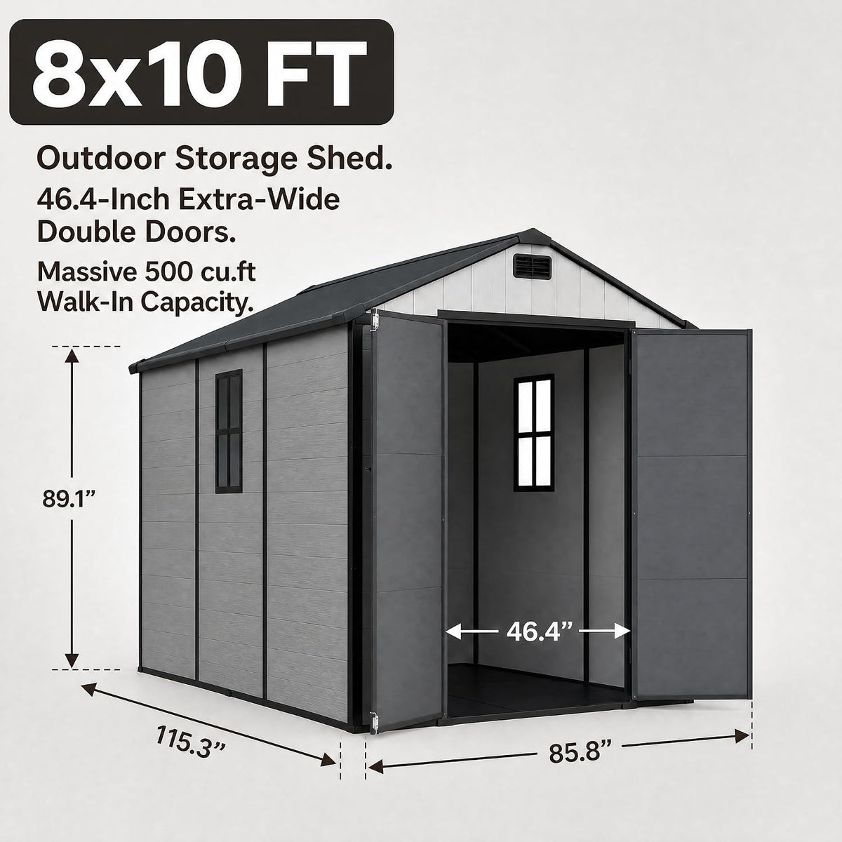 devoko 8 x 10 ft resin storage shed shown in use