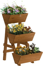 3-Tiers Wooden Raised Garden Bed,Wood Planter Box for Vegetable,Flower Rack,Flower Pot Stands,Indoor Outdoor Gardening Planting Beds (Brown, Small)