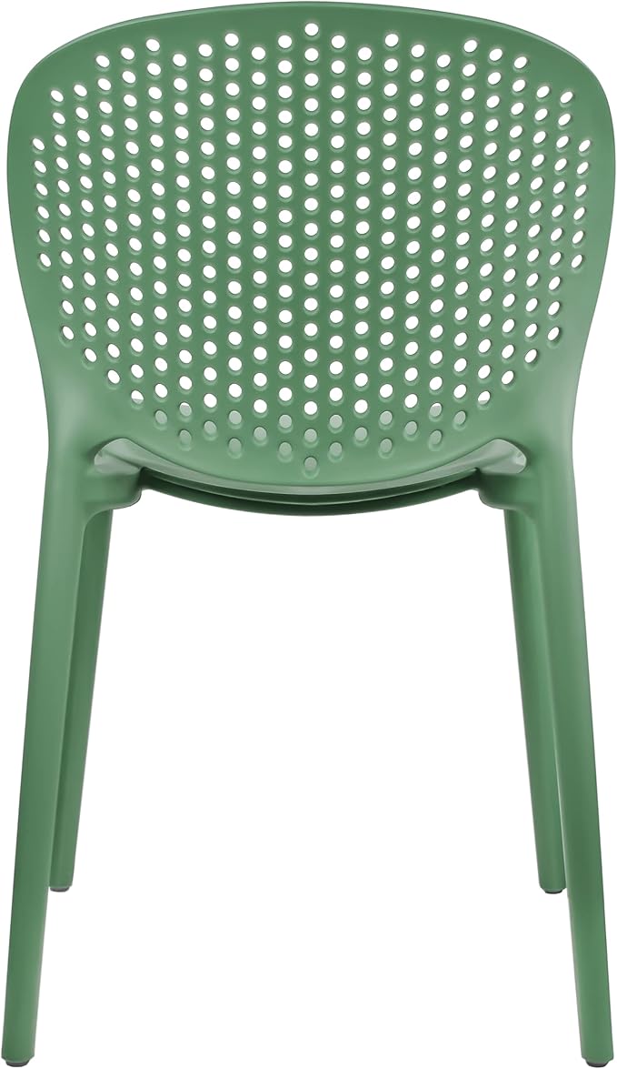 2xhome Set of 2 Patio Dining Chairs | Modern Stackable Outdoor Pool Side Chair | Weather Resistant Plastic for Yard, Porch, Balcony, Kitchen, Green