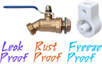 RBS008T LF Brass Rain Barrel Spigot (½” NPS, Full Port, LF Compliant, Quarter Turn Ball Valve With Plastic Wrench/Nut Holder, and Option to Install on Closed Top Barrel with Bung Hole)