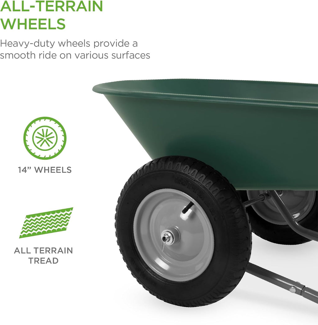best choice products dual-wheel home utility yard wheelbarrow on a desk or shelf