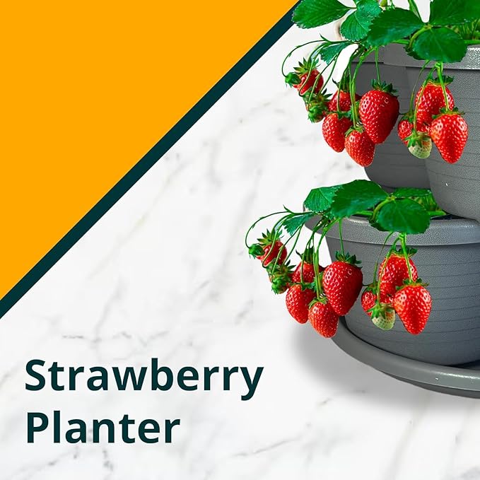 SunVara Strawberry Planter Vertical Gardening Stackable Planter Strawberry Tower 5 Tier Herb Outdoor Indoor 4 Pack