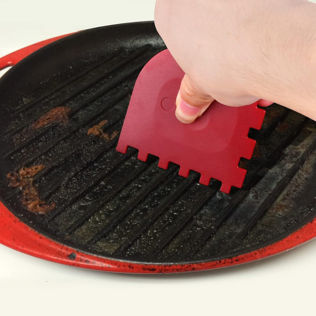 3 Set Plastic Grill Pan Scraper Tool for Griddle Cleaner and Cast Iron Accessories - Kitchen Cleaning Tool Kit