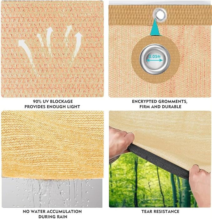 90% Shade Cloth Sun Shade Fabric Privacy Screen Shade Cover for Patio Garden Pergola Shade Cover Canopy with Gromments