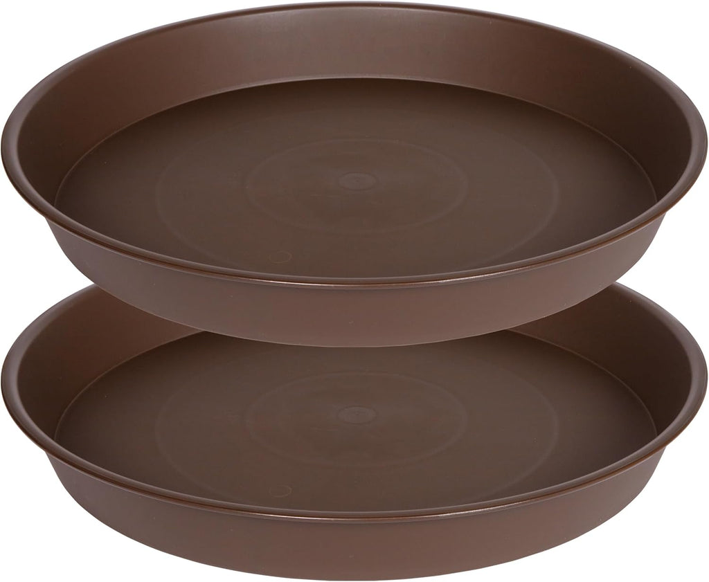 2 Pack Bird Bath Bowl 14", 1.6" Depth, 13 14 15 16 17 20 24 inch Plastic Birdbath Bowls Only, Birdbaths Dish for Outdoor Garden, Extra Large Plant Saucer (14", Brown)