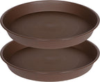 2 Pack Bird Bath Bowl 14", 1.6" Depth, 13 14 15 16 17 20 24 inch Plastic Birdbath Bowls Only, Birdbaths Dish for Outdoor Garden, Extra Large Plant Saucer (14", Brown)