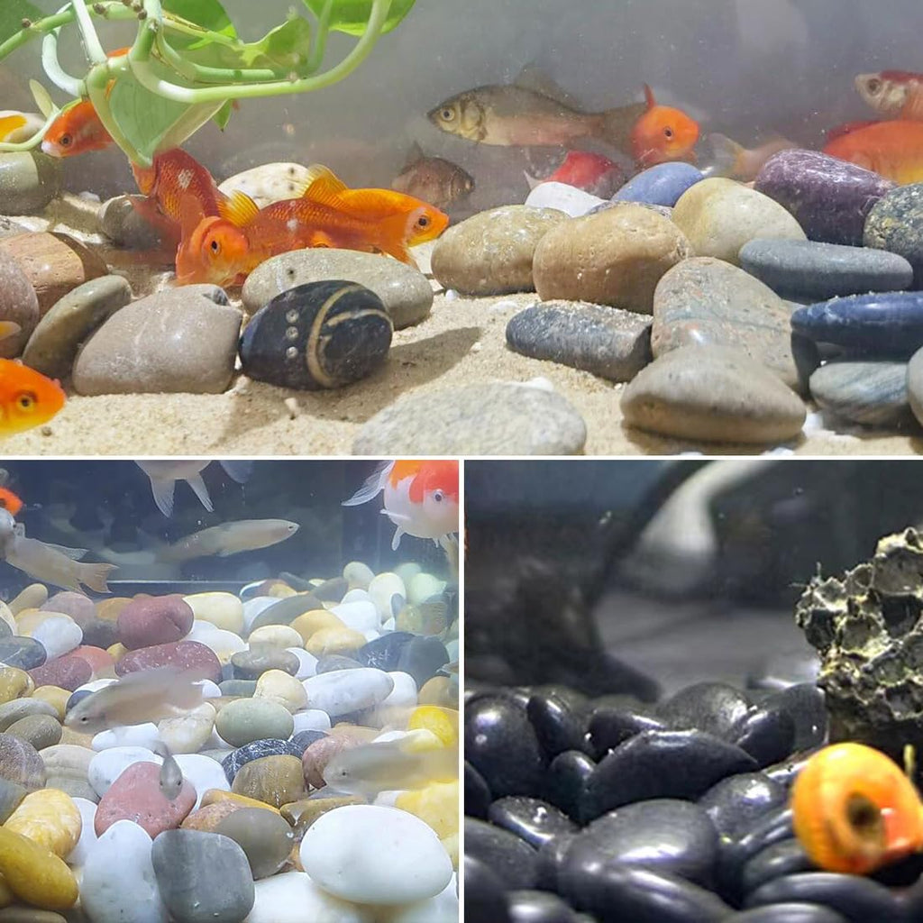 40lbs Large River Rocks for Landscaping, 3-4" Black Pebbles | for Garden Design, Hand-Picked Smooth Stones for Fish Tank, Flower Pots, Indoor Water Fountains, Pathways, Backyard