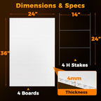 36 inch plastic blank yard signs with stakes, side view
