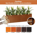 Corten Steel Corner Metal Planter Box L32 x W12 x D16 Garden Steel Planter Pot for Patio Modern Farmhouse Rustic Design (L32 x W12 x D16, Rusted)