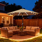 ABCCANOPY Durable Solar Led Patio Umbrellas with 32LED Lights 11FT (Khaki)