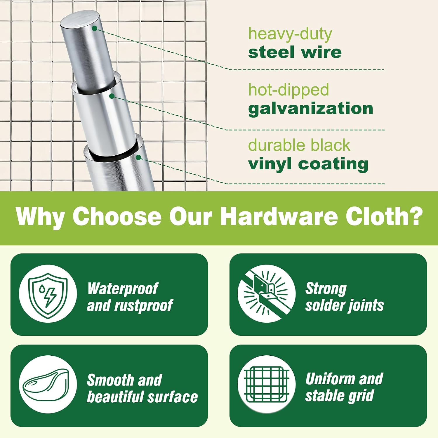 16" x 50' Hardware Cloth - 19 Gauge Heavy-Duty 1/2 Inch Welded Chicken Wire, Hot-Dipped Galvanized Mesh for Chicken Coop & Garden Fencing