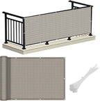 LOVE STORY Balcony Privacy Screen, 3'x16' Deck Shield Screen Fence Cover,UV Protection and Weather-Resistant,3 FT Height for Deck, Patio, Backyard, Outdoor Pool, Porch, Railing, Beige-Grey