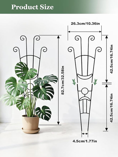 33 Inch Tall Expandable Metal Trellis for Potted Plants, Rustproof Expandable Indoor Outdoor Plant Support Trellis for Climbing Plants, Monstera, Ivy, Hoya with Sturdy Weighted Base (Black)