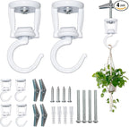 ONIKK Ceiling Hooks for Hanging Plants (4 PCS White), Heavy Duty Metal Plant Hooks, Screw in Hooks for Hanging Birdfeeders, Lamps, Planters, Indoor Outdoor Wall Baskets Hooks up to 33 lbs