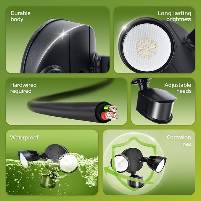 Philips 44W 4200 lm LED Security Light Outdoor w/PIR Motion Sensor, 5000K Daylight Flood Light, Waterproof, Dusk to Dawn, 2 Heads, 4 Modes