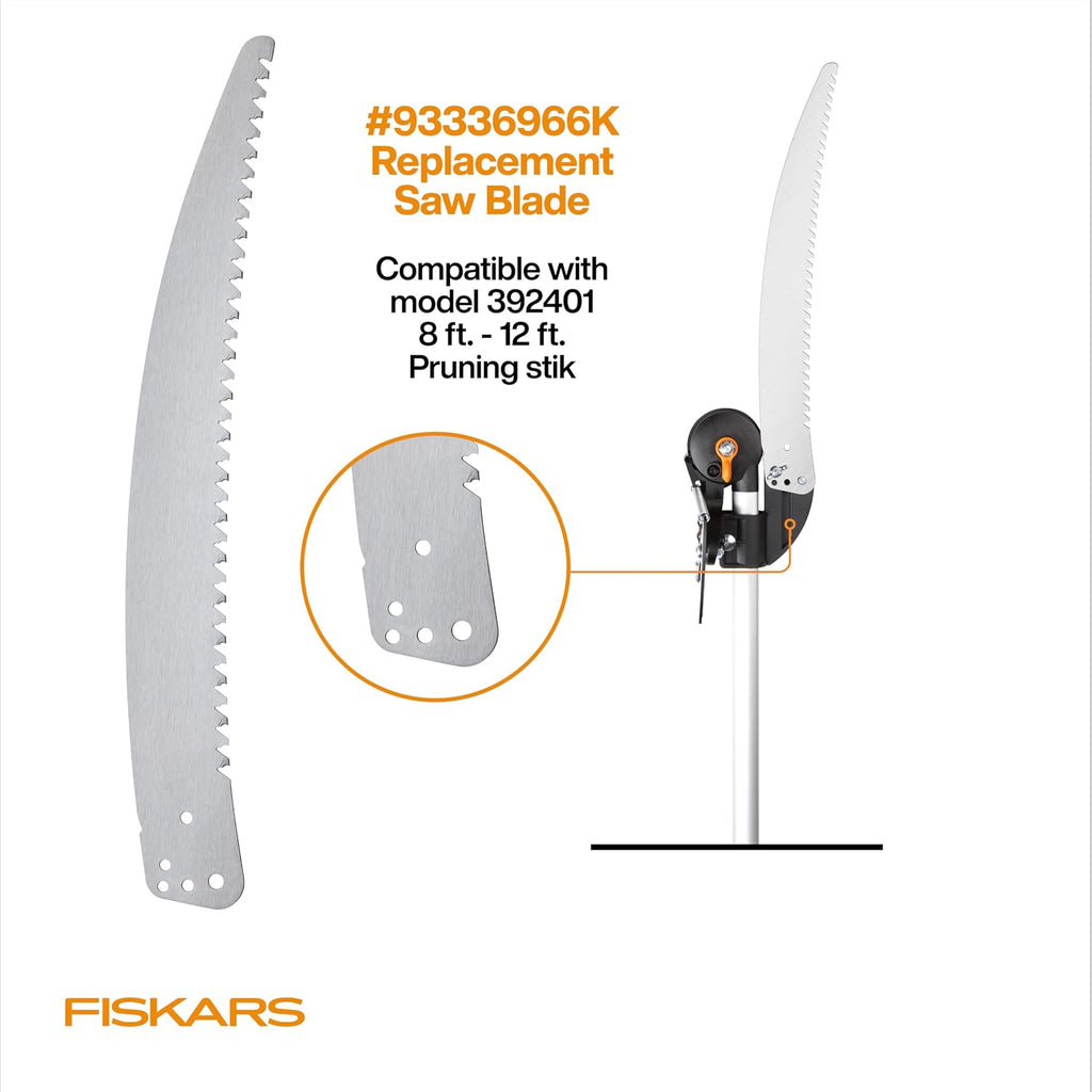 Fiskars 2-in-1 Extendable Tree Pruner and Pole Saw (Extends 7.9 - 12 feet) with Rotating Head, Pruning Stik Model with 15-Inch Double-Grind Saw Blade, and Double Locking System