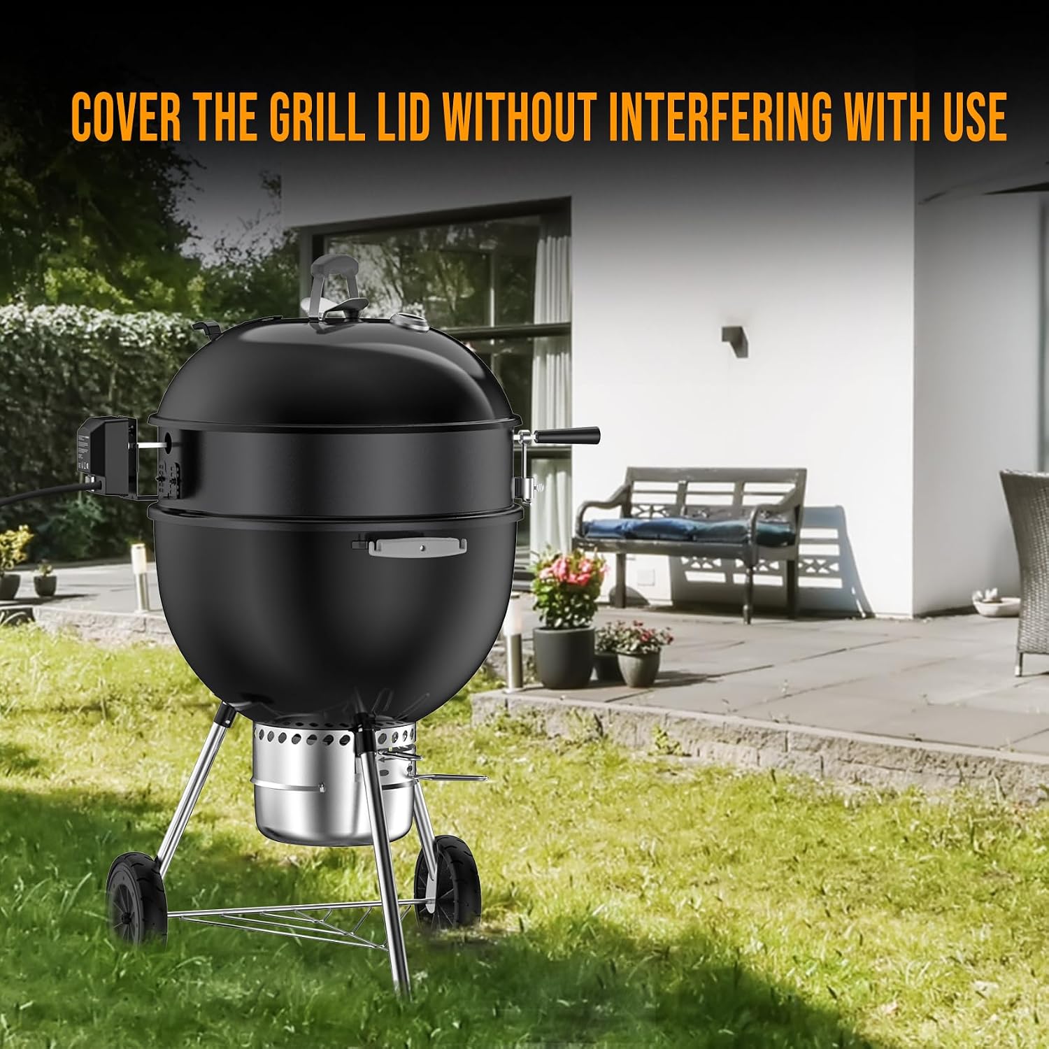 Skyflame Charkettle Rotisserie Ring Kit for Weber 22-Inch Kettle, Black | Coated Steel, BBQ Grill Rotisserie Kit, Replacement for Weber 2290, Charcoal and Similar Size Grills